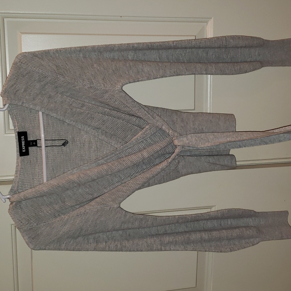 Express wrap sweater with bubble sleeve